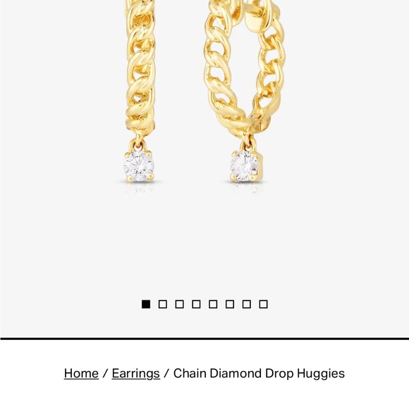 Ring Concierge Chain Diamond Drop Huggies - Picture 4 of 9